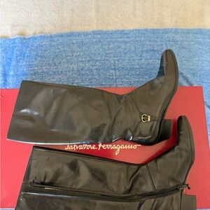 Salvatore Ferragamo Black Leather Ankle Boots